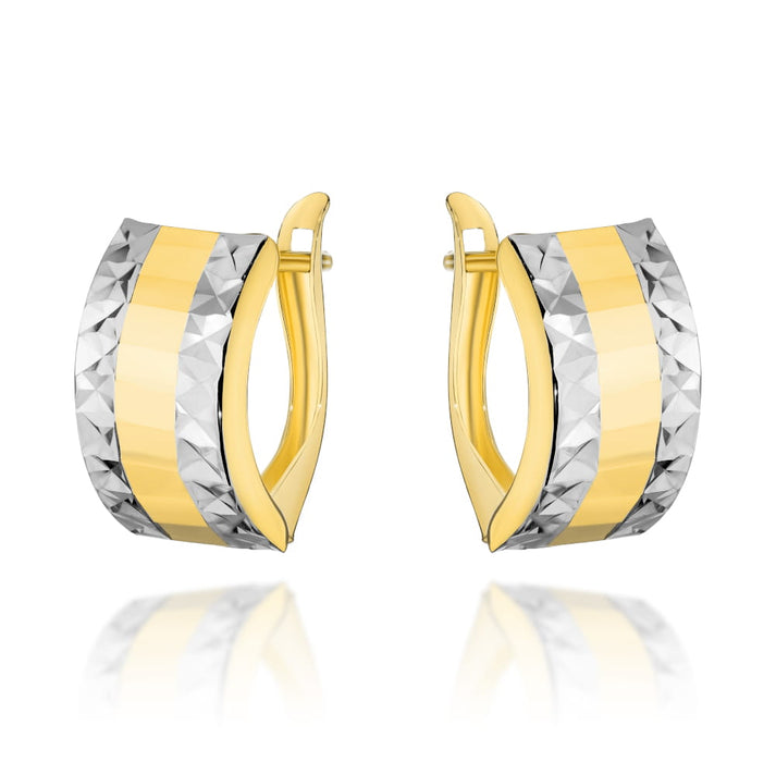 Cercei Aur 14k cu Model Ajurat in Doua Culori