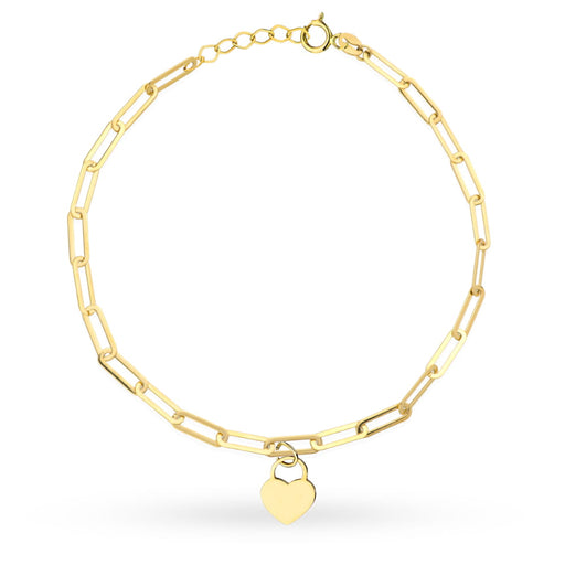 Brățară cu verigă lungă din aur și lacăt - inimă