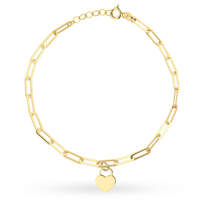 Brățară cu verigă lungă din aur și lacăt - inimă
