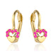 Cercei Aur 14k cu Inimioare si Zirconii Roz