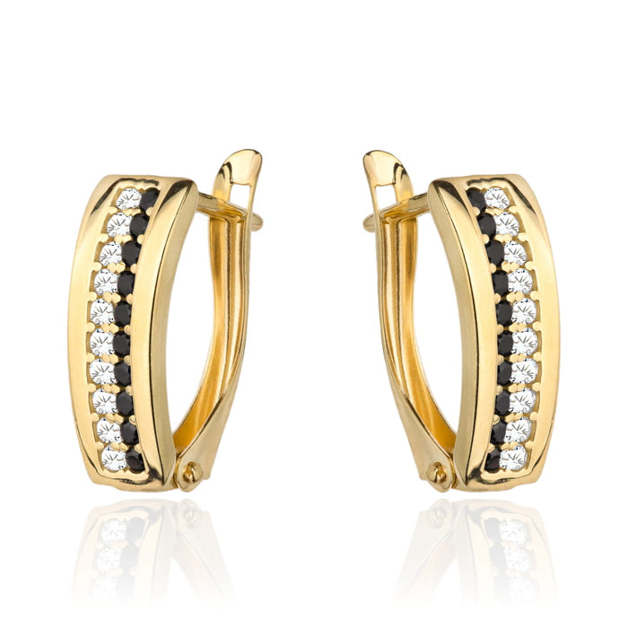 Cercei Aur 14k cu Zirconii Albe si Negre