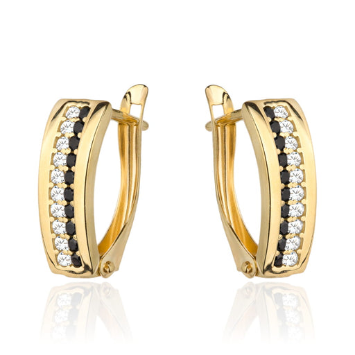 Cercei Aur 14k cu Zirconii Albe si Negre