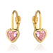 Cercei din aur cu contur de inimă și piatră roz