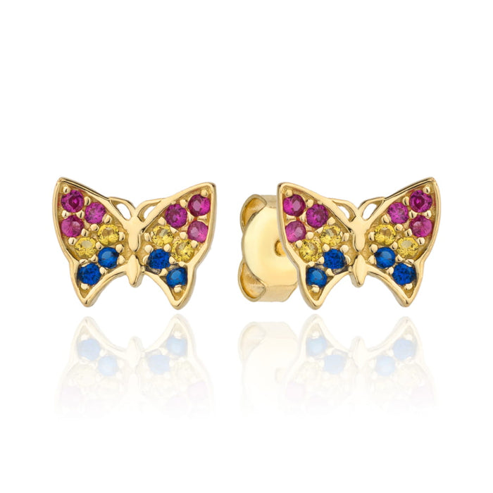 Cercei Aur 14k cu Fluturas si Zirconii Multicolore