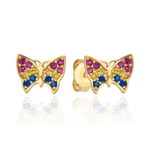 Cercei Aur 14k cu Fluturas si Zirconii Multicolore
