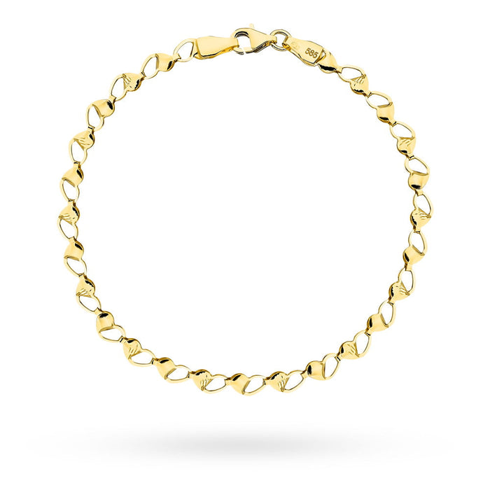 Bratara cu Inimioare Impletite- Aur 14k