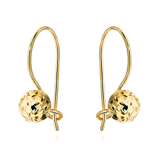Cercei Aur 14K Super Ușori cu Bile Diamantate, Sistem de Prindere Tip Tortiță