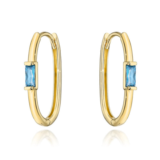 Cercei Creole Aur 14k cu Cristale Albastre