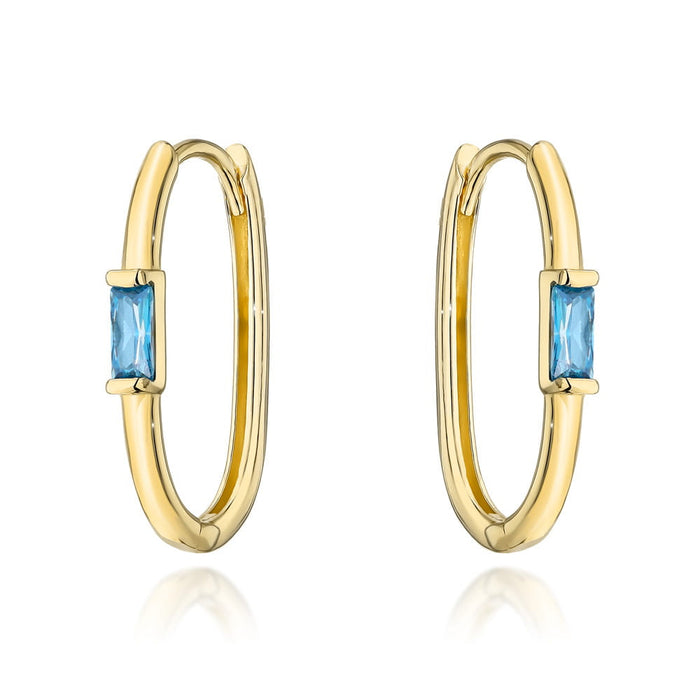 Cercei Creole Aur 14k cu Cristale Albastre