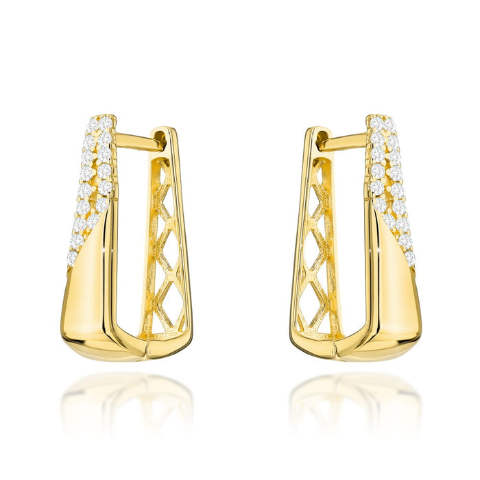 Cercei Aur 14k cu Zirconii Albe si Model Ajurat