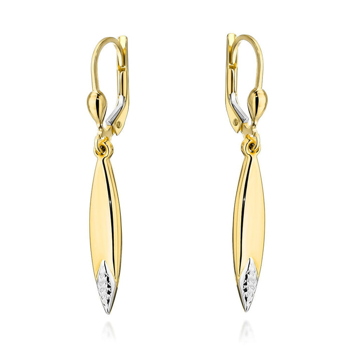 Cercei Aur 14k cu Model Ajurat in Doua Culori