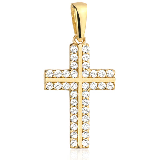 Pandantiv Aur 14k cu Cruce si Zirconii Albe