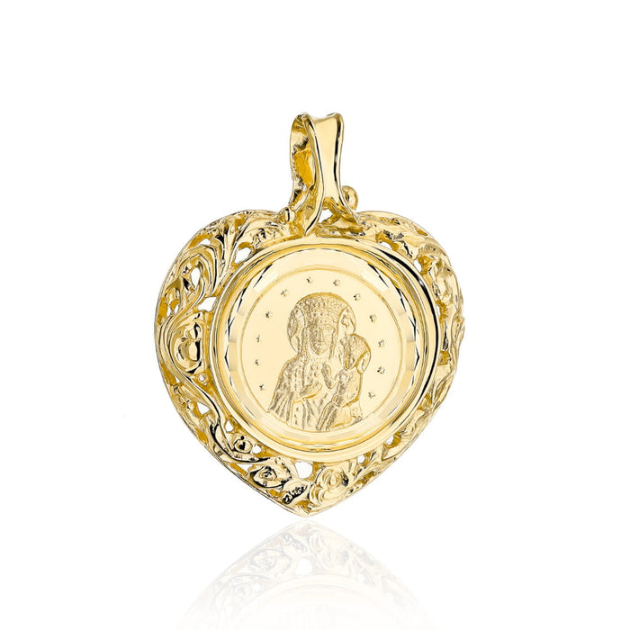 Pandantiv Inima cu Maica Domnului - Aur 14k