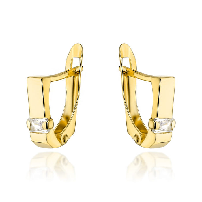 Cercei Aur 14k cu Creole si Cristale Albe