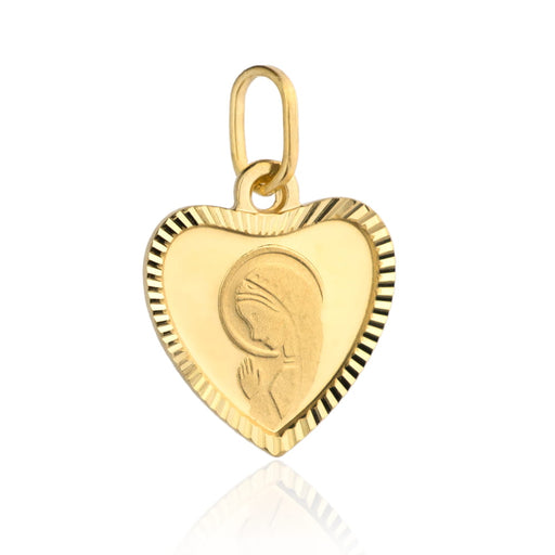 Medalion Inima Aur 14k cu Maica Sfanta