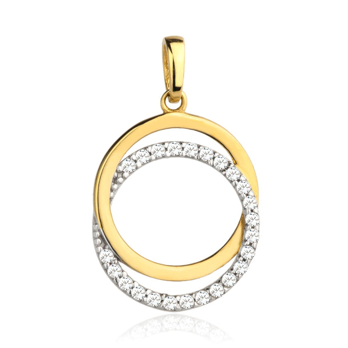 Pandantiv Aur 14k cu Cercuri Intrepatrunse si Zirconii Albe