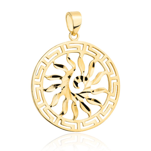 Pandantiv Aur 14k cu Soare si Model Grecesc