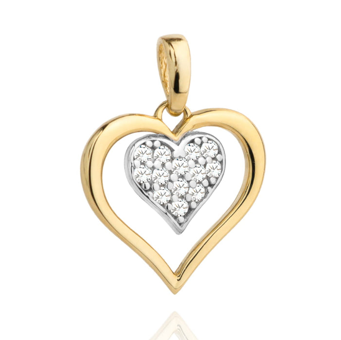 Pandantiv Aur 14K cu Inimioara si Zirconii