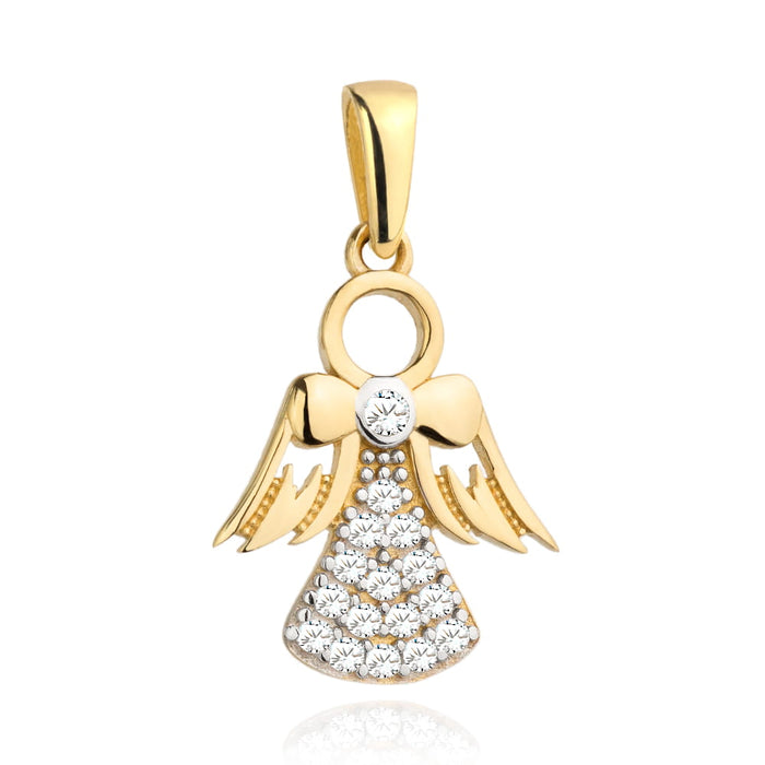 Pandantiv Aur 14k cu Ingeras si Zirconii Albe