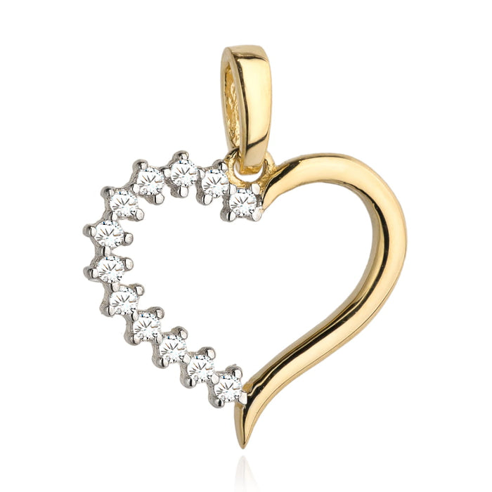 Pandantiv Aur 14K cu Inimioara si Zirconii