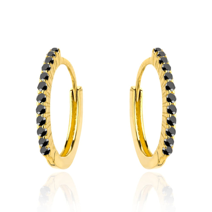Cercei Creole Aur 14k cu Zirconii Negre