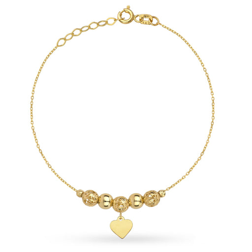 Bratara Lant cu Inima si Bilute- Aur 14k