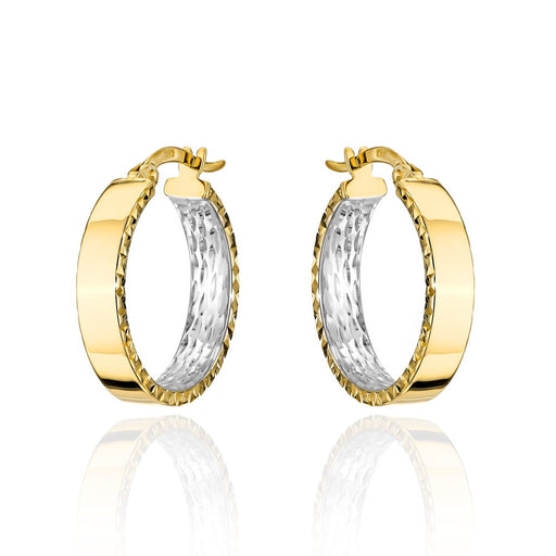 Cercei Aur 14k cu Creole Netede si Model Alb Ajurat