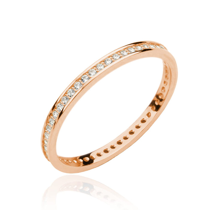 Inel Aur Roz 14k cu Zirconii Albe