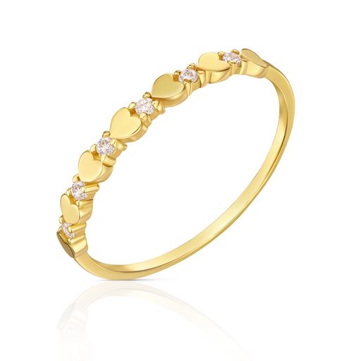 Inel Aur 14k cu Inimioare si Zirconii Albe