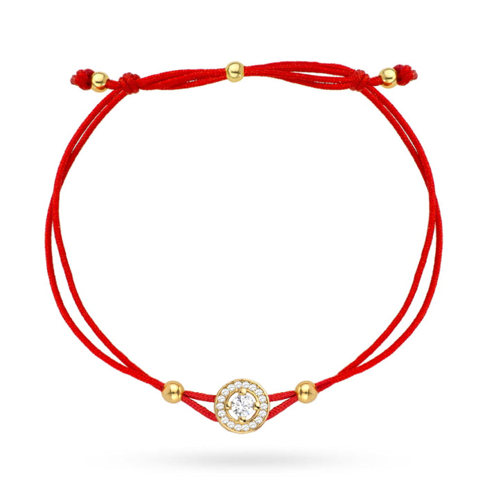 Bratara Snur Rosu cu Cerculet si Cristale- Aur 14k