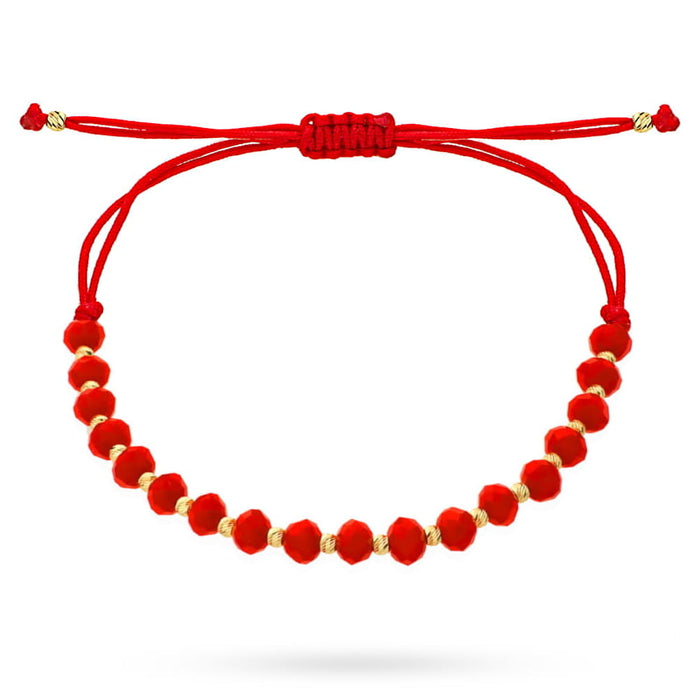 Bratara Snur Rosu Aur 14k si Bilute cu Margelute