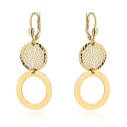 Cercei de aur cu cerc ajurat și inel pe închizătoare englezească