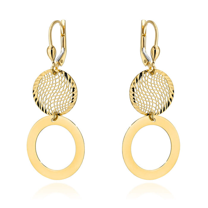 Cercei de aur cu cerc ajurat și inel pe închizătoare englezească