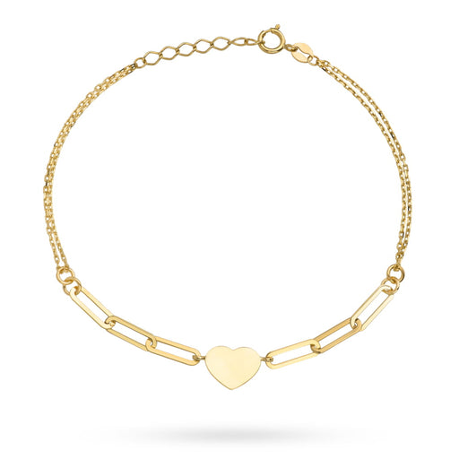 Bratara Lant Dublu Aur 14k cu Inima si Zale