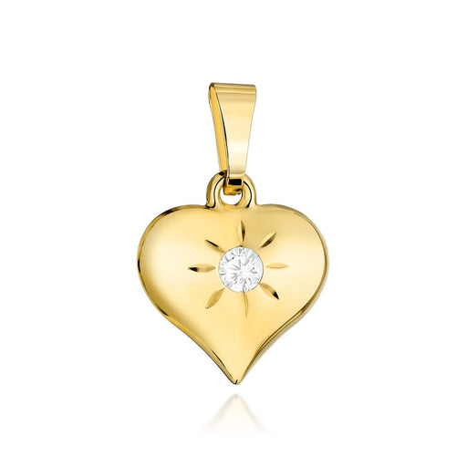 Pandantiv Aur 14k cu Inima si Zircon Alb