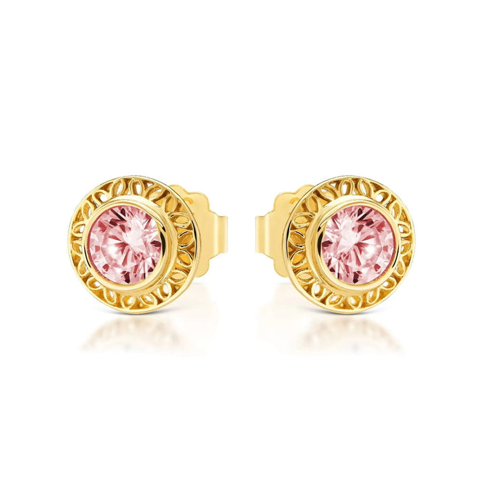 Cercei din Aur 8K cu Zirconiu Roz