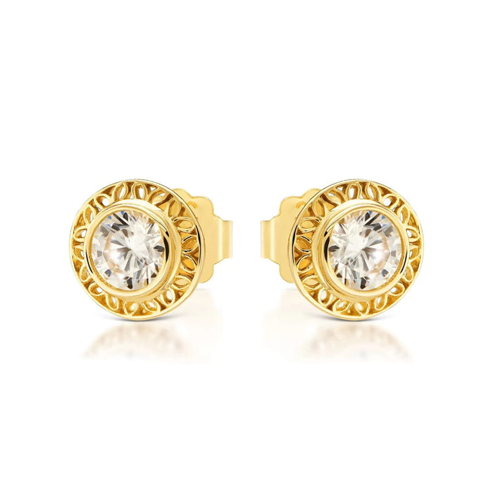 Cercei Aur 8K Ažur Cu Zirconiu Alb