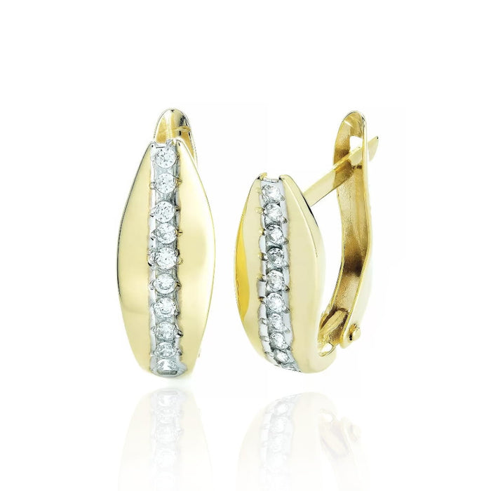 Cercei Aur 8K Formă de Lacrimă cu Zirconii | Eleganță Atemporală