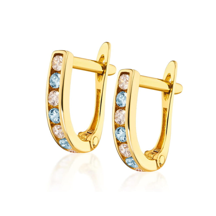 Cercei Aur 8K Sparkle cu Pietre Albastre