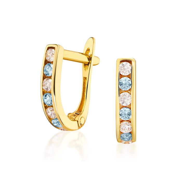 Cercei Aur 8K Sparkle cu Pietre Albastre