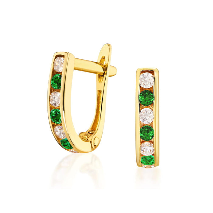 Cercei Aur 8K Sparkle cu Zirconiu Verde