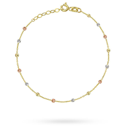 Brățară Elegantă Din Aur 14K Cu Bile În Trei Culori