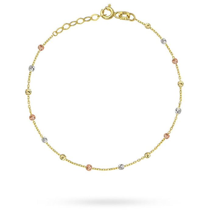 Brățară Elegantă Din Aur 14K Cu Bile În Trei Culori