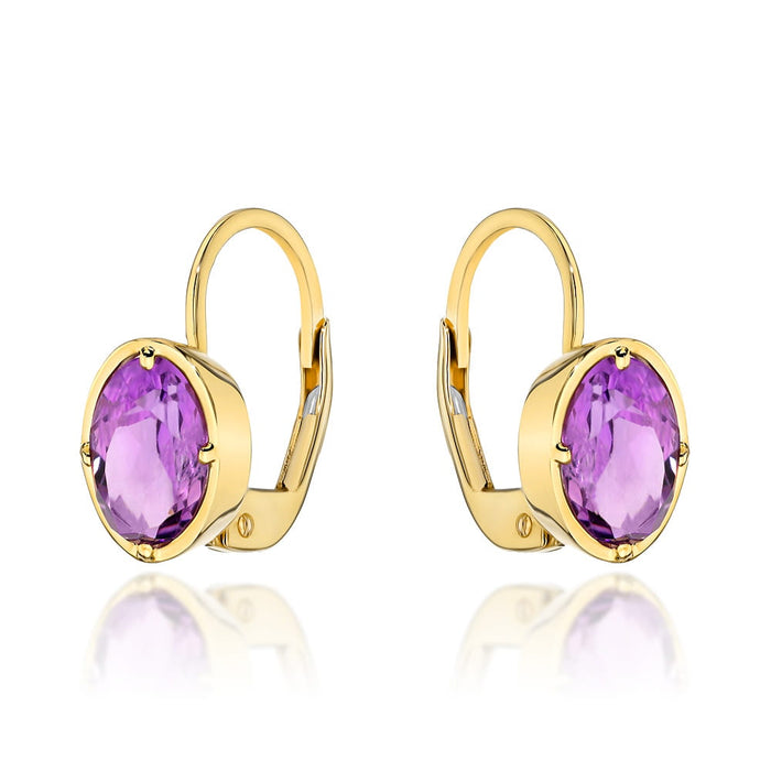 Cercei de aur din colectia "PIATRA COLORATA" - ametist oval