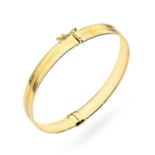 Bratara rigida din aur satinat decorata cu margini de diamant