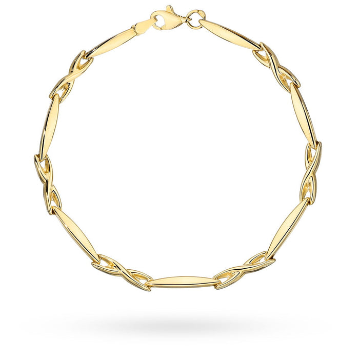 Brățară elipsă alungită din aur cu elemente decorative