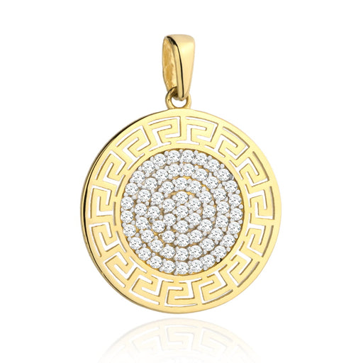 Pandantiv Aur 14k cu Model Grecesc si Zirconii Albe