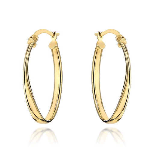 Cercei ovali din aur răsuciți delicat