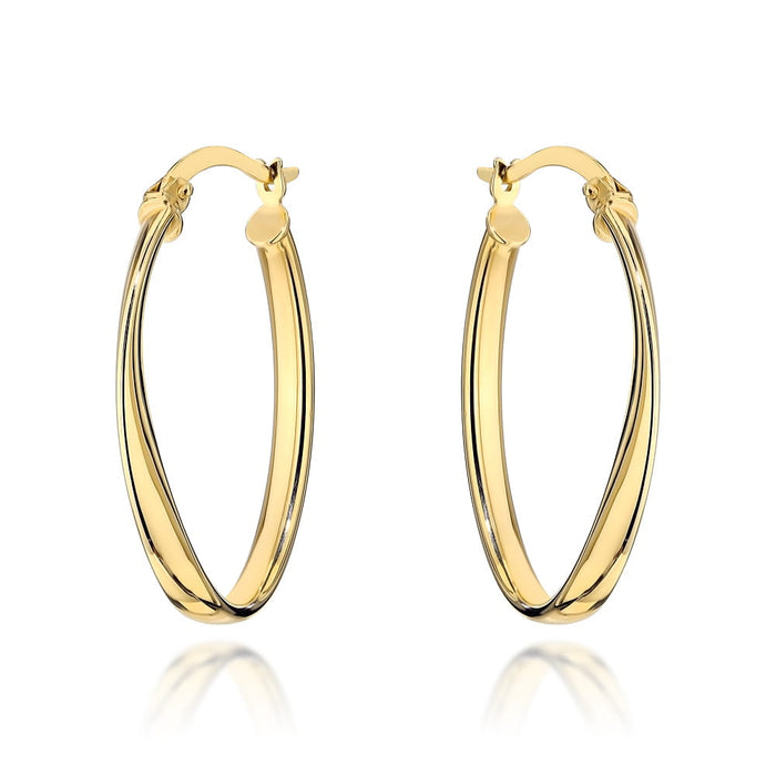 Cercei ovali din aur răsuciți delicat