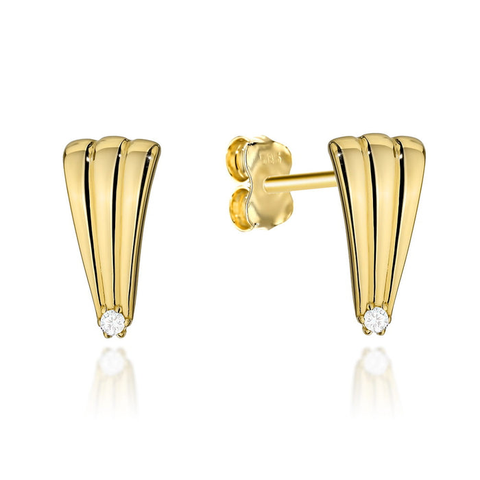 Cercei din aur cu scoică alungită cu zirconiu